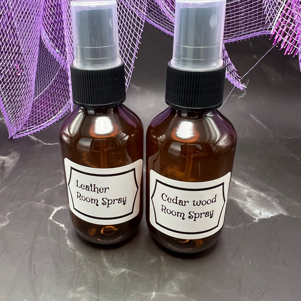 Leather and Cedar Wood Room Spray Set